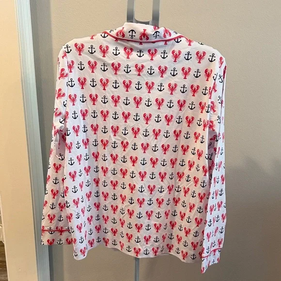 LIMITED EDITION Roller Rabbit White Red and Black Lobster & Anchor Pajama Top - Picture 7 of 10